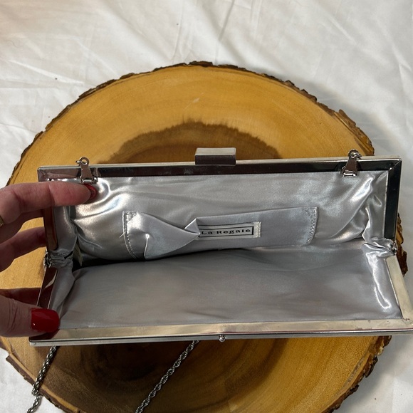 Vintage La Regale Metallic silver mesh evening Rectangle Clutch Shoulder Bag - Picture 6 of 10